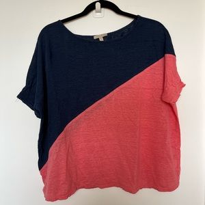Bordeaux linen short sleeve top, size M